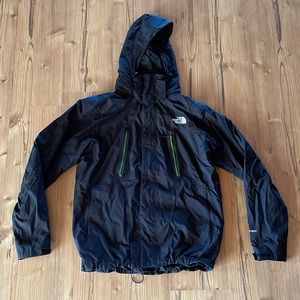 The North Face Mens Windbreaker black w green trim